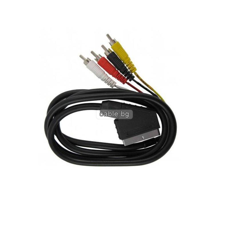 Аудио видео кабел SCART-4RCA, 1.5 метра