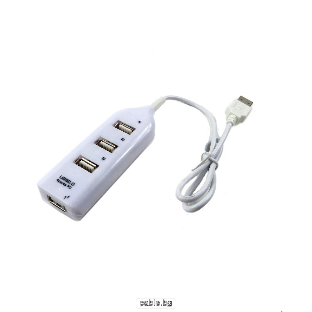 USB хъб, 4 порта, CQT-H002, бял