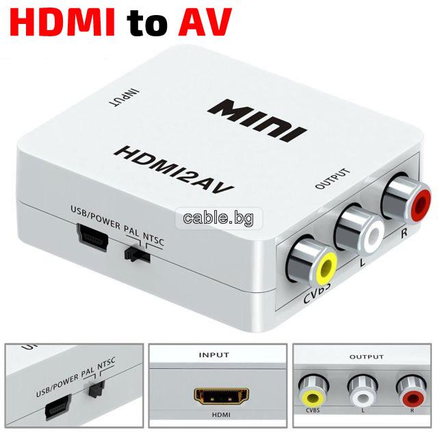 Конвертор HDMI към 3 чинча (RCA)