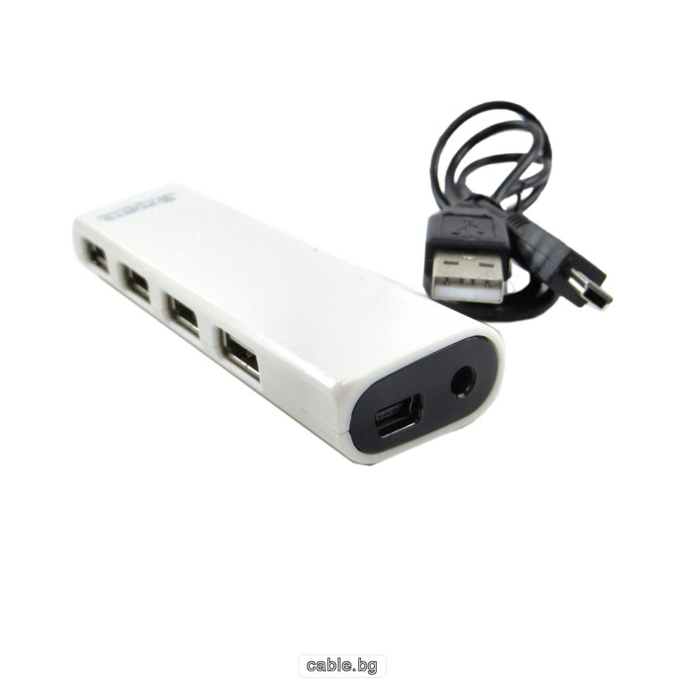 USB хъб, 4 порта, CQT-H024, бял