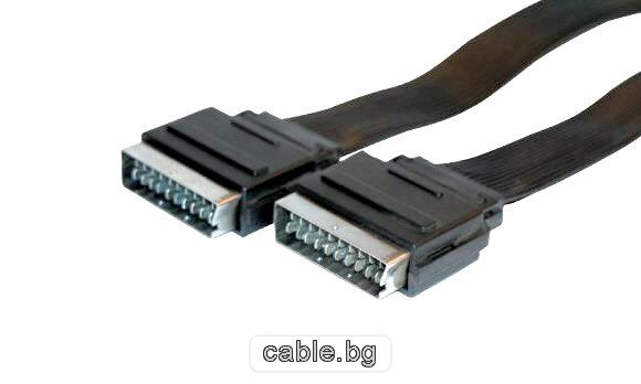 Аудио видео кабел SCART, плосък, 1.2метра