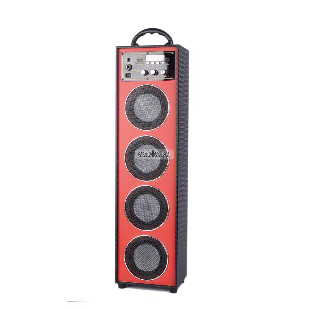 Преносима Тонколона BK2018, Bluetooth, Eдин безжичен микрофон, Вградена Акумулаторна Батерия, FM радио, SD/USB/AUX, 30W, червена