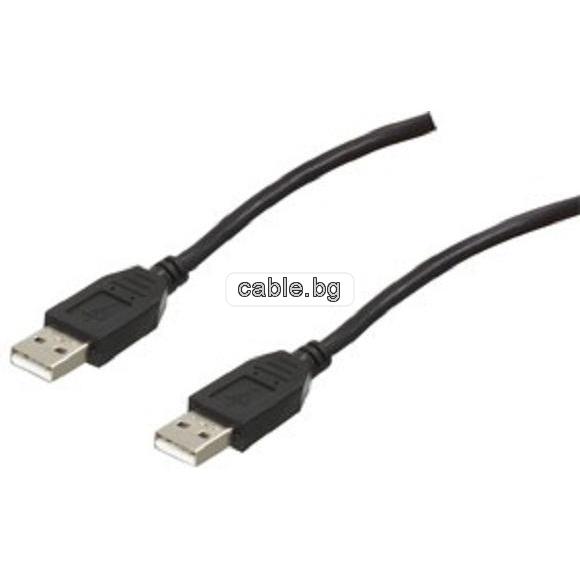 Кабел USB 2.0 A, черен, 5метра