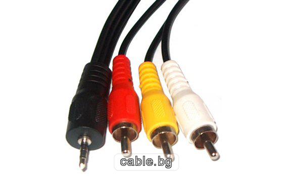 Аудио видео кабел Stereo Jack 2.5mm видео букса - 3RCA, 1.5метра