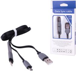 USB - Micro USB кабел, с Lightning адаптер за iPhone, черен, 1 метър