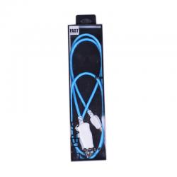 Кабел USB 2.0 A - Micro USB B, силиконов, бягаща LED светлина, високоскоростен, син, 1 метър