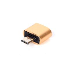 Преход OTG USB A женски - Micro USB мъжки, метален, златист