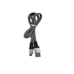 Кабел USB 2.0 A - Micro USB B, текстилен, лентов, високоскоростен, сив, 1 метър