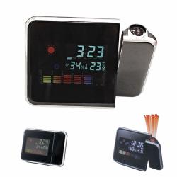 Часовник с Термо метър 8190 вътрешна температура,Часовник, Аларма, може да прожектира часа на тавана, черен