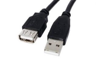 Кабел USB 2.0 удължител, USB A мъжки - USB A женски, черен, 1.4 метра