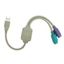 Кабел преход USB A мъжко -2xPS/2 женско, CABLE-USB-2PS2, 0.2 метра