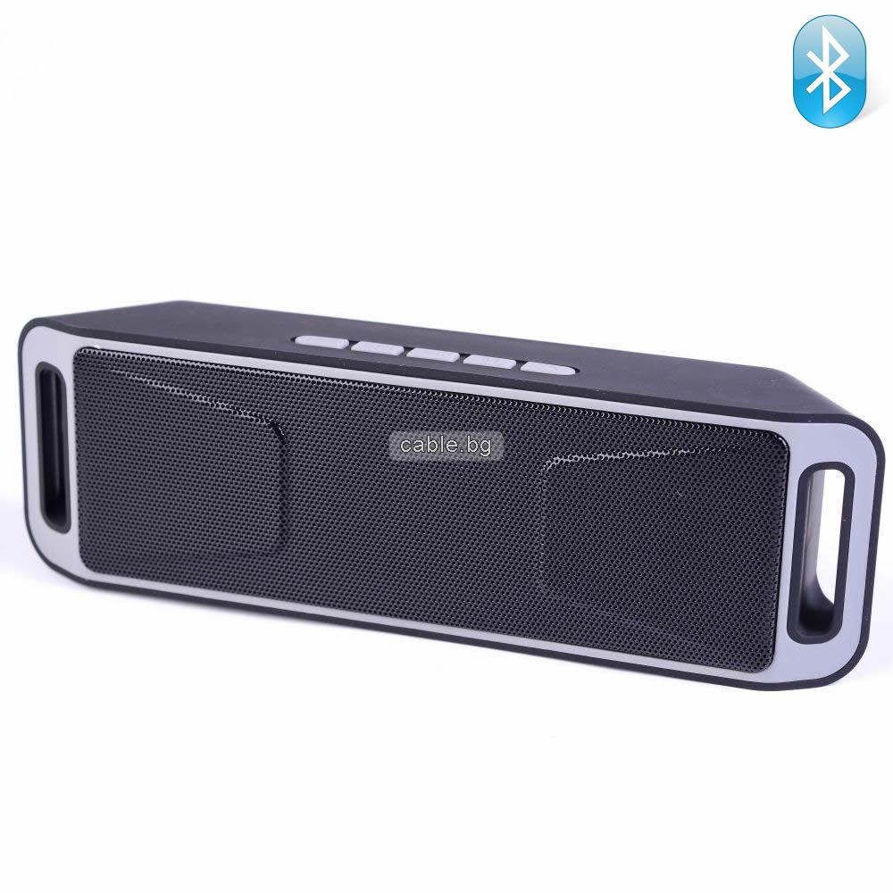 Bluetooth колонка K812A, FM радио, литиево-йонна батерия, слот за USB/micro SD CARD/AUX, сивa