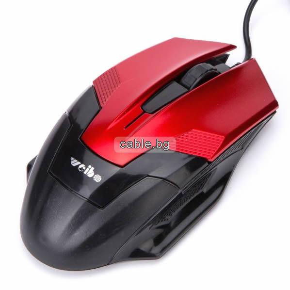 USB Оптична мишка 1600dpi WB17, червена