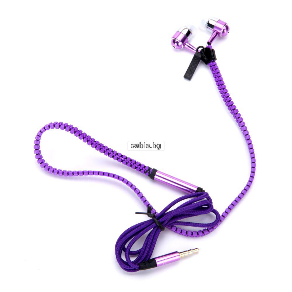 Слушалки ZIP METAL Violet, Handsfree, 3.5мм стерео жак с микрофон, лилави