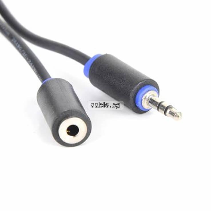 Удължител за слушалки Stereo 3.5mm мъжки - 3.5mm женски, slim, 1.5 метра