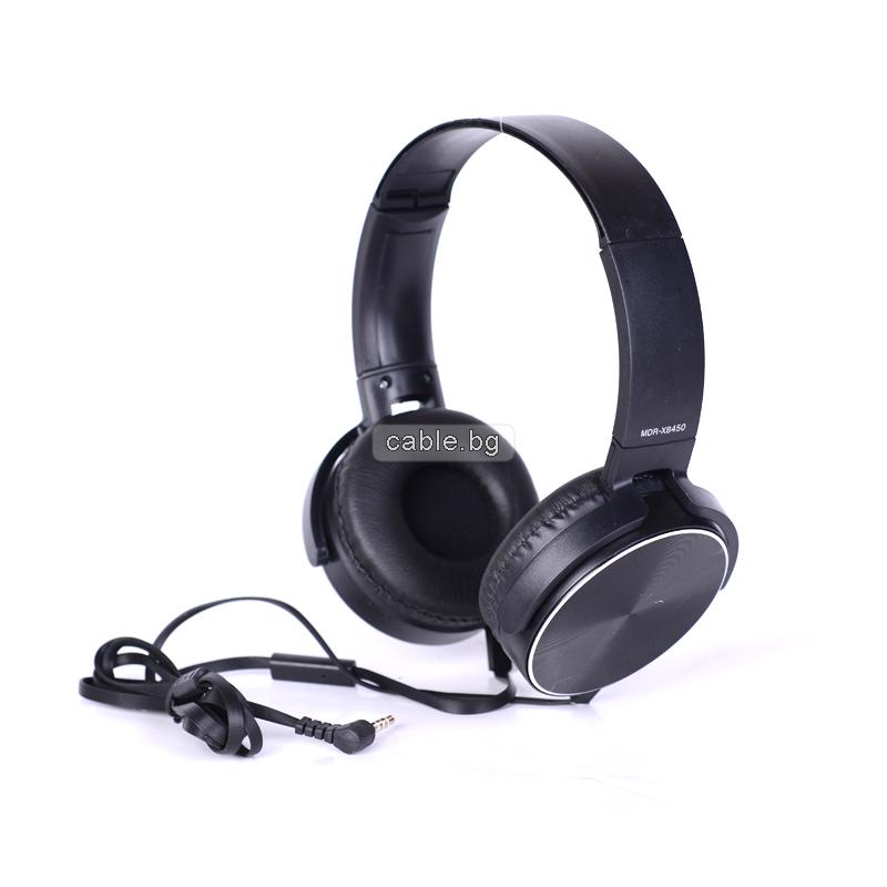 Слушалки MDR-XB450+mic Black, Handsfree, 3.5мм стерео жак с микрофон, черни