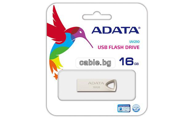 USB Флаш Памет UV210 ADATA Flash Drive, 16 GB, USB 2.0 Флашка Метална