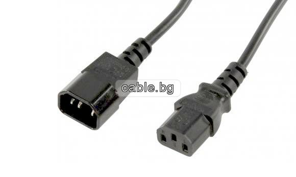 Кабел захранващ компютър - монитор / CEE (мъжко) - CEE (женско), 1.5 метра, HQ, черен
