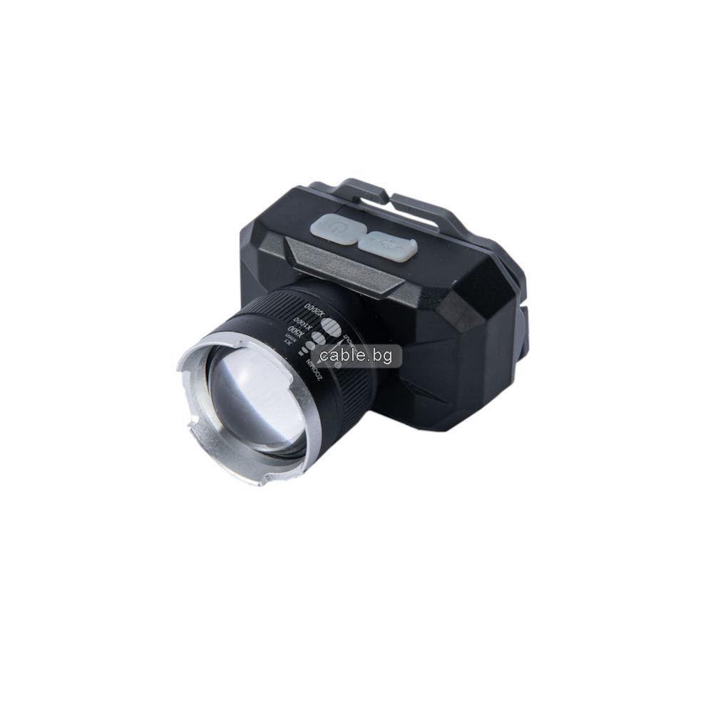 Мощен LED Челник Фенер за глава, Акумулаторен 726-1, акумулаторни батерии, Бяла и жълта светлина