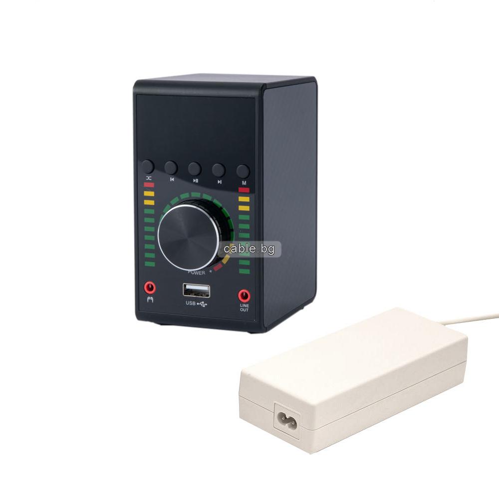 Усилвател XGF01B и Захранване 19V/3.42A, 2-канален, Bluetooth, RCA, Оптичен, Коаксиален, USB, 4-8 Ohm, 2x68 W, черен