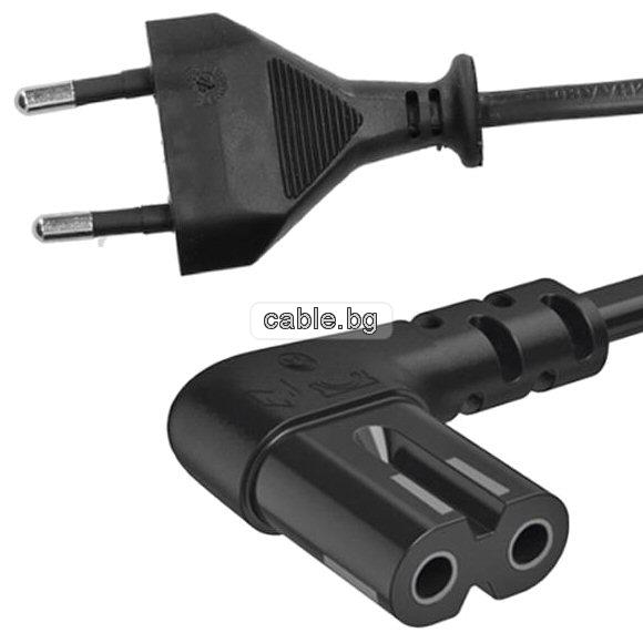 Захранващ кабел за касетофон 701, 2x0.75mm2, 90 градуса, 1.5 метра