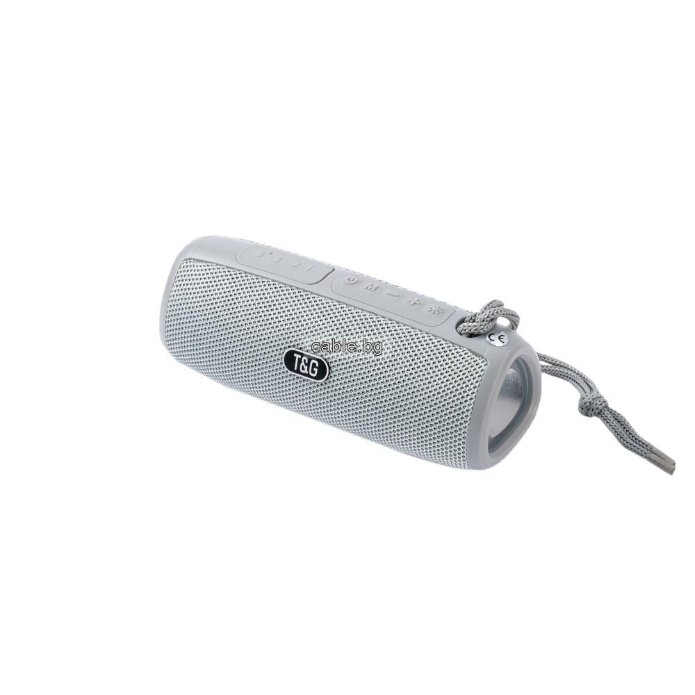 Bluetooth колонка TG-344, FM радио, литиево-йонна батерия, слот за USB, TF CARD, Сив