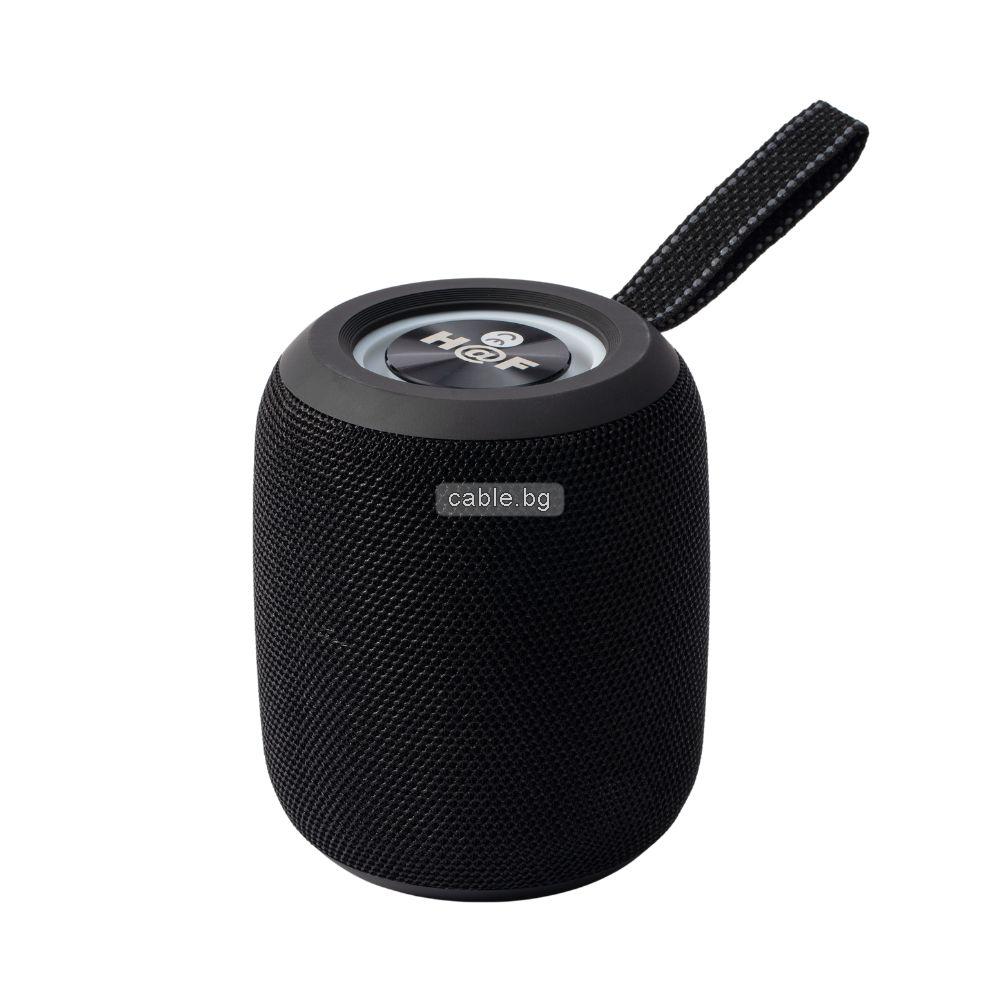 Bluetooth колонка HF-F105, FM радио, RGB LED осветление, литиево-йонна батерия, слот за USB/micro SD CARD, черна