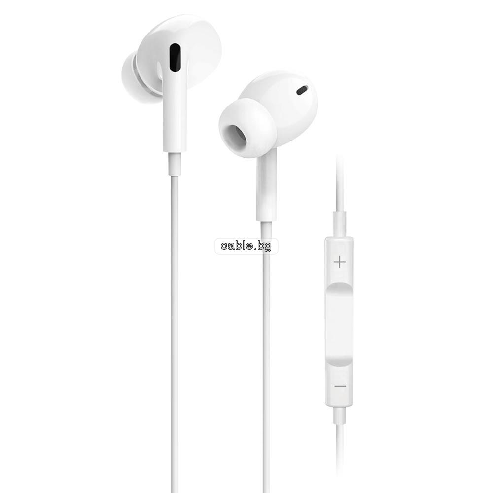 Слушалки YOURZ-S2-E, Handsfree, 3.5мм стерео жак с микрофон, бял