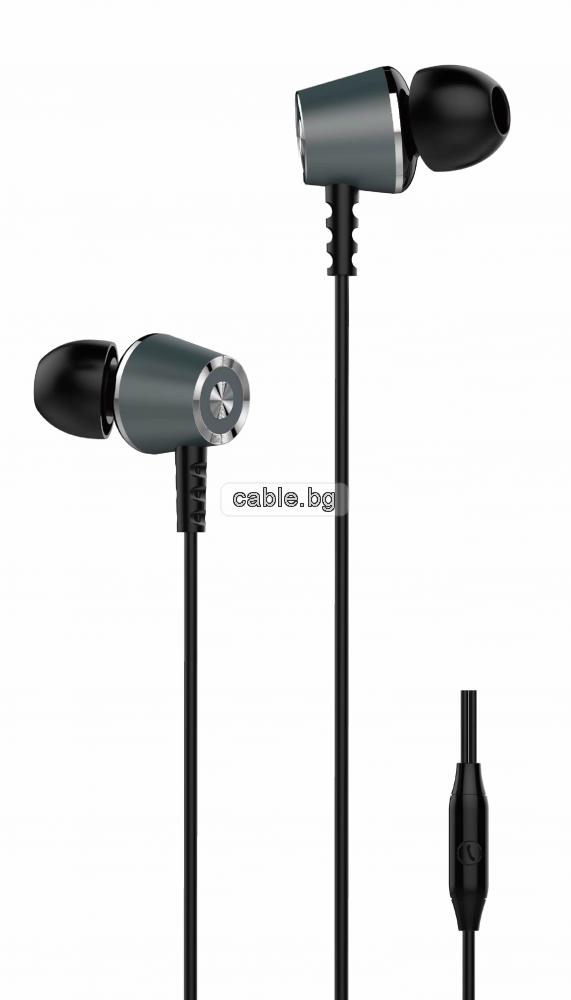 Слушалки YOURZ-S4-E, Handsfree, 3.5мм стерео жак с микрофон, черни