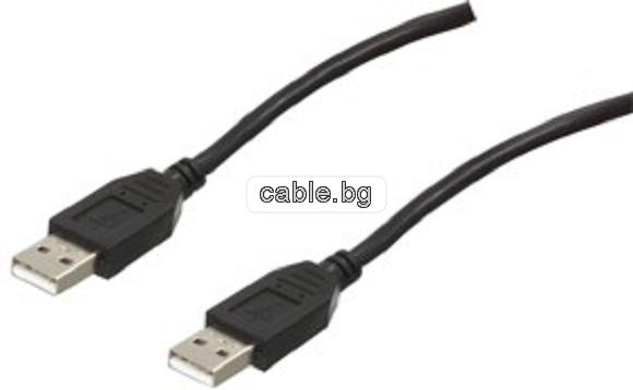 Кабел USB 2.0 A, черен, 1.8 метра