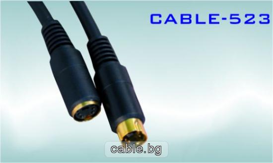 Видео кабел SVHS мъжки - SVHS женски, позлатени конектори, 10метра, черен