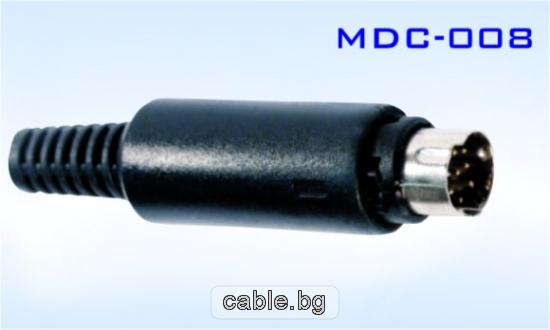 Конектор DIN 8пина мъжки, за монтаж към кабел, пластмасов, черен