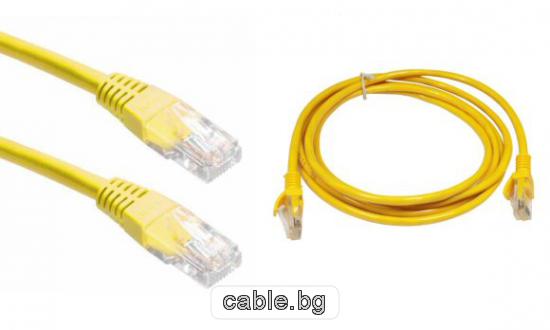 LAN Кабел UTP PATCH, с конектори RJ45, жълт, 1 метър