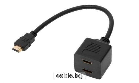 Разклонител на HDMI мъжки - 2 X HDMI женски, 0.30метра, черен