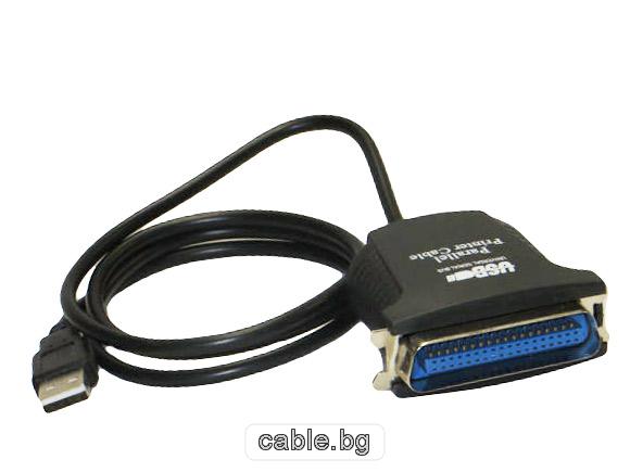 Кабел USB to LPT 36pin, в комплект с диск за драйвери, 1 метър