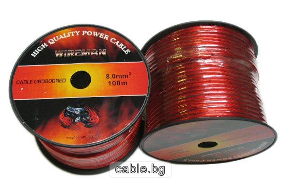 Захранващ кабел 8 mm2 Wireman силиконов червен, цена на метър