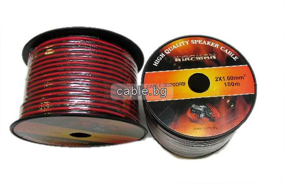 Кабел за тонколони Wireman, 2x 1.0 mm2, PVC, червено-черен, цена на метър, CABLE-GC200RB