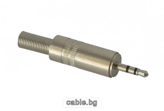 Конектор F-039 METAL, Stereo jack 2.5mm мъжки, за монтаж към кабел, метален, сребрист