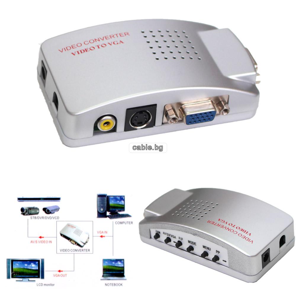 Конвертор TV RCA S-VIDEO to VGA