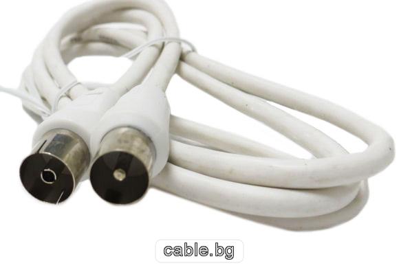 Антенен кабел RF, 1.5 метра, бял