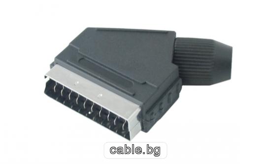 Конектор F-238, SCART 21 пина мъжки, за монтаж към кабел, пластмасов, черен