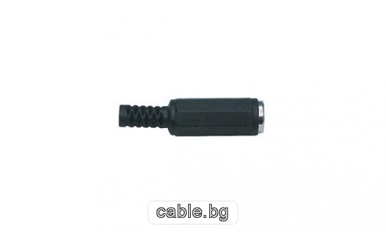 Конектор Stereo Jack 2.5mm женски, за монтаж към кабел, пластмасов, черен