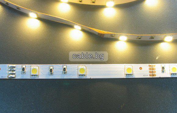 1m Топло Бяла - LED лента SMD 5050, 30 LEDs 5W/m Влагозащитена IP65, 1 метър