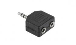 Конектор F-139, преход Stereo jack 3.5mm мъжки - 2x3.5mm Stereo jack женски, пластмасов,