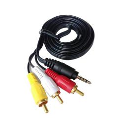 Аудио видео кабел Stereo Jack 3.5mm видео букса - 3RCA, 1.5 метра