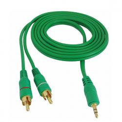 Аудио кабел Stereo Jack 3.5mm - 2RCA, зелен, 10 метра