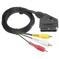 Аудио видео кабел SCART-3RCA, с бутон за превключване за вход и изход, 1.5 метра