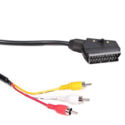 Аудио видео кабел SCART-3RCA, с ключ за вход и изход, 1.2 метра