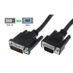DVI to VGA кабел, позлатен, с ферит, 1.5   метра