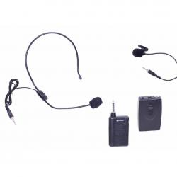 Безжичен Микрофон Брошка + Микрофон за глава Хедсет Диадема WG-192B Headset, Обхват до 3